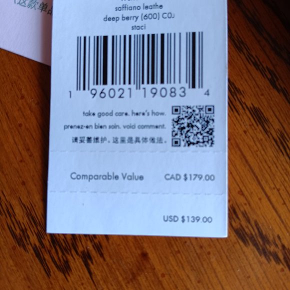 *PD*  New Kate Spade Staci Medium L Zip saffiano leather Wristlet, deep berry - Picture 8 of 8